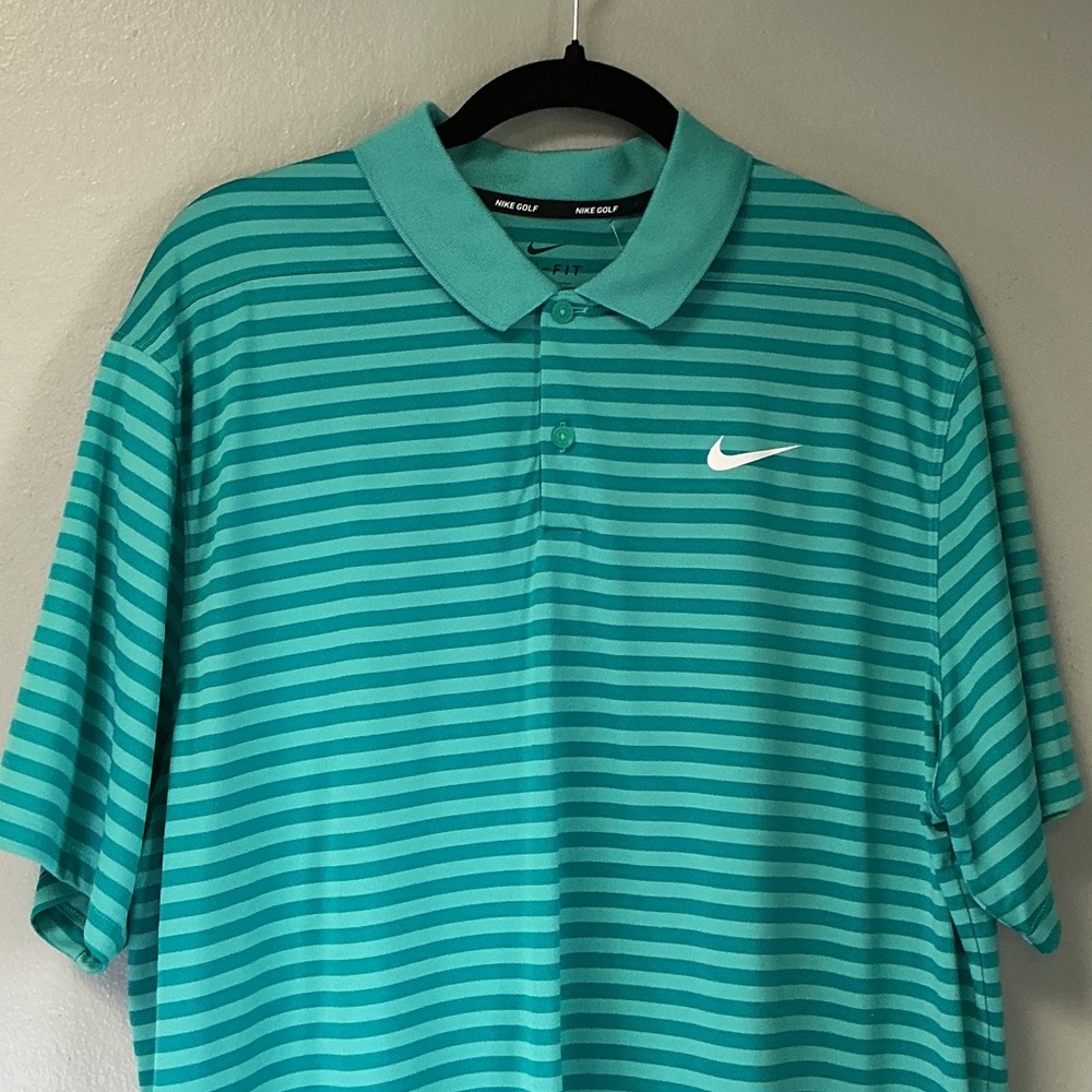 Nike Men’s Teal Striped Polo Shirt